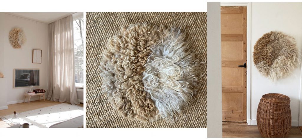 Halona natural colors beige wool art object 
