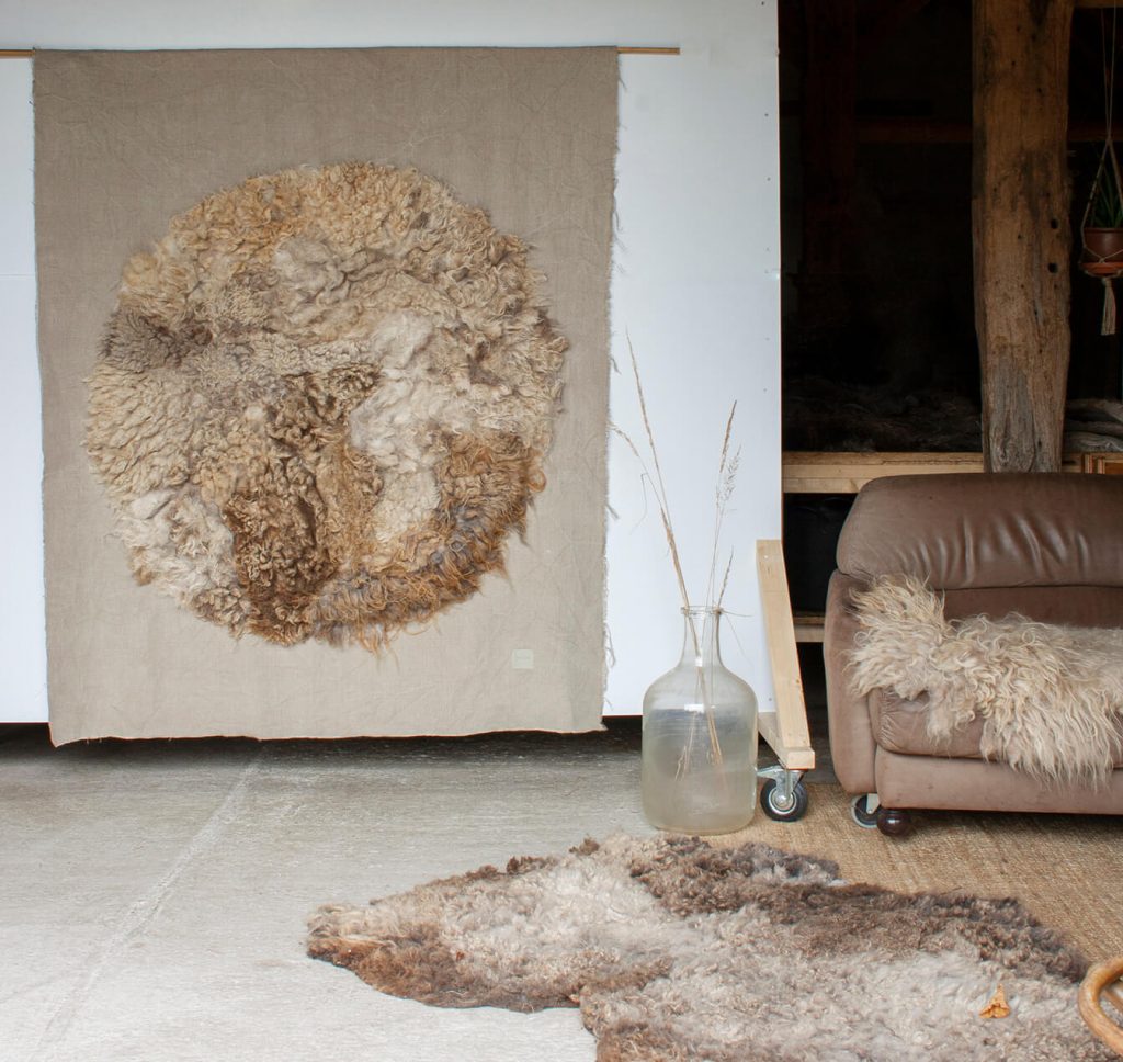 Halona large wool wall hanging in atelier